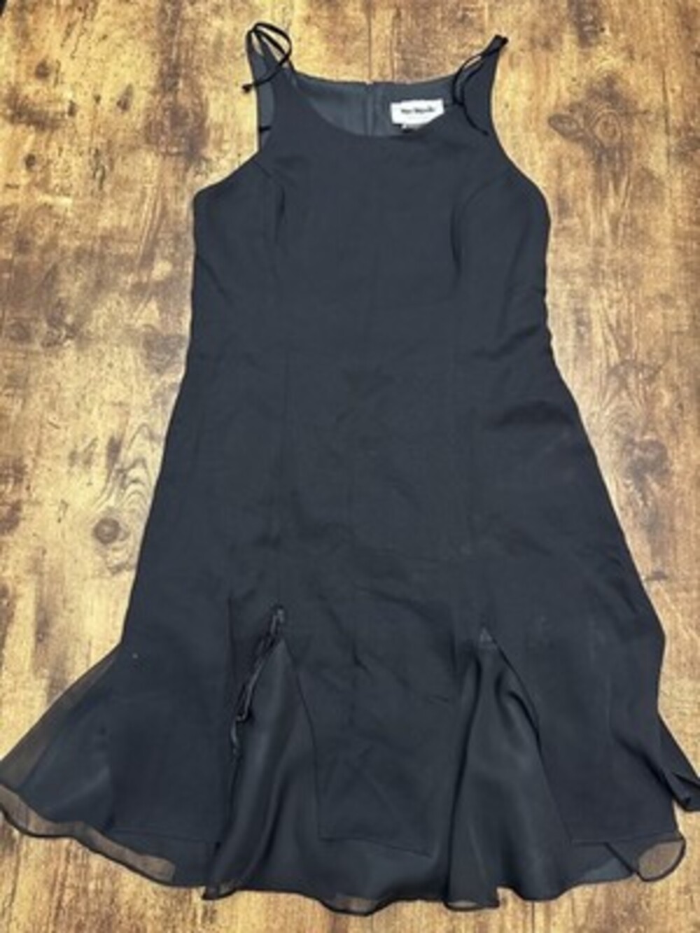 Vintage Nu-Mode Toronto Black Fit and Flare Dress with Sheer Paneling #373
